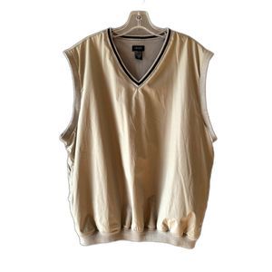 Izod Vest Golf v neck tan khaki windbreaker quick dry mens L Lg Large